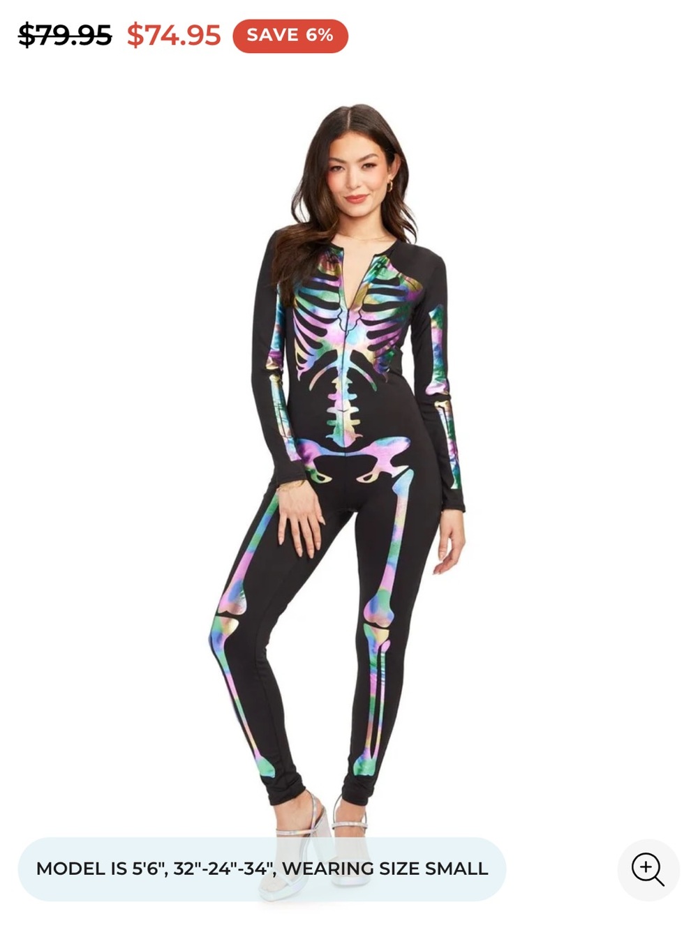 Tipsy Elves Black Jumpsuit with Holographic Multicolor Skeleton